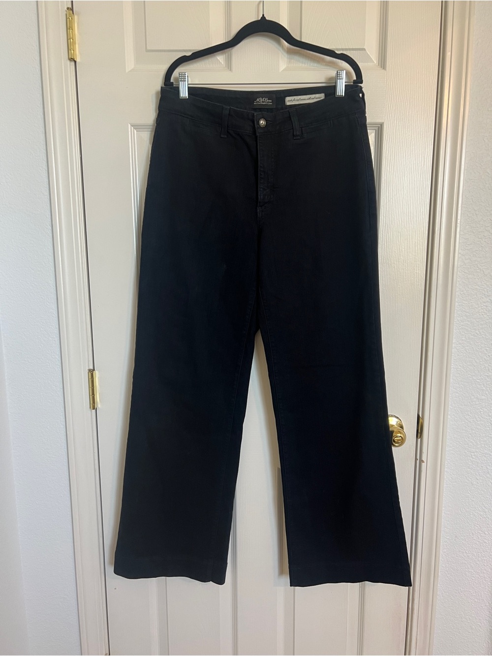Classic Minimalist Black Wide Leg Trouser Jeans High Rise Women's 16‎ NYDJ
